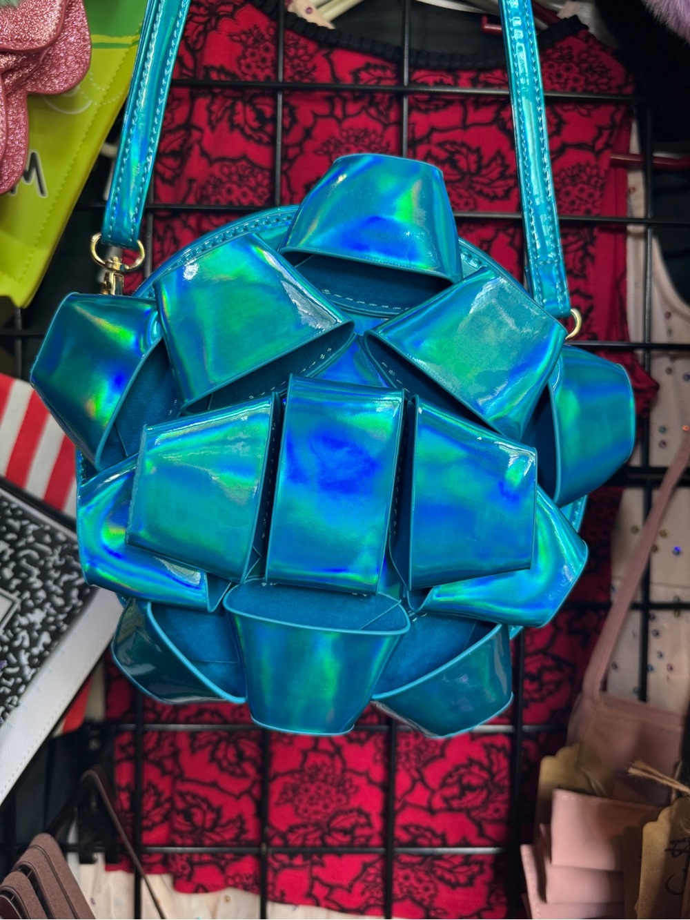 Glitzy Gift Ribbon Handbag - Blue Holographic - Novelty Purse